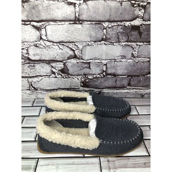 Rothy's Gray Textile The Slipper Fur Loafers Flat Faux Wool Women Sz 6M US/36EU - Picture 3 of 16